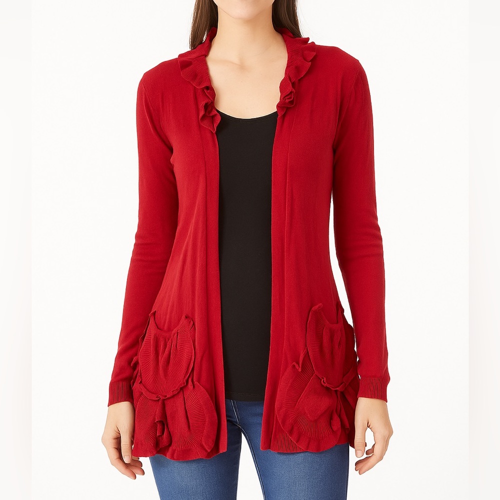Anthropologie Guinevere Ruffle Cardigan Women’s size XS